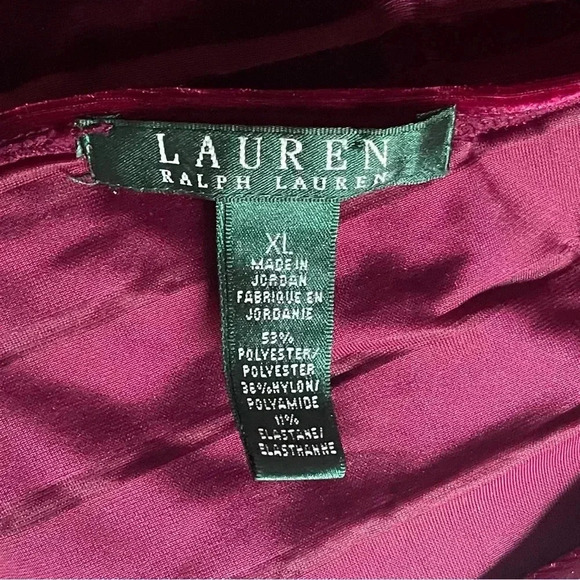 Lauren Ralph Lauren Women Top Sz XL Velvet Burgundy Semi Sheer Stripes Feminine - Picture 8 of 8